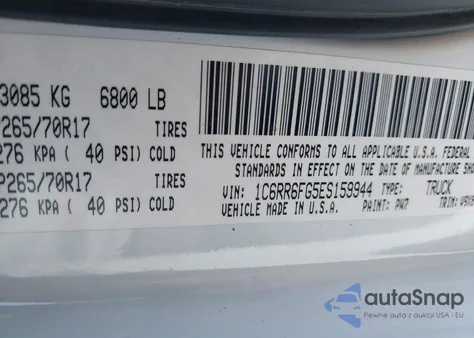 2014 Ram 1500 Tradesman z USA, uszkodzony, nr VIN 1C6RR6FG5ES159944